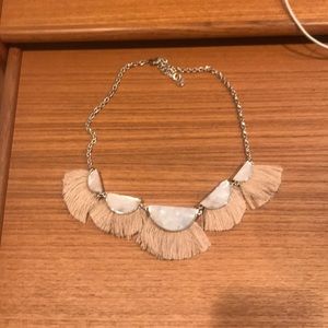 Anthropologie Stone and Fringe Pink Necklace